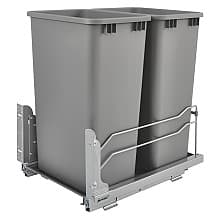 Double 27 QT Bottom-Mount Pull Out Waste Container, Soft-Closing for 18" Cabinet Opening, Orion Gray