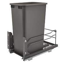 53WC Single 50 QT Steel Bottom Mount Pullout Waste Container, Soft-Close for 11-1/4" Cabinet Opening, Orion Gray