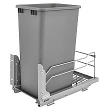 Single 50 QT Under-Mount Waste Container Pullout, Soft-Closing