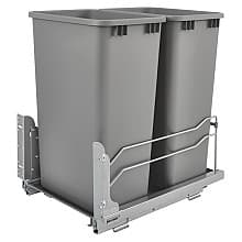 Double 35 QT Bottom-Mount Pull Out Waste Container, Soft-Closing for 18" Cabinet Opening, Orion Gray