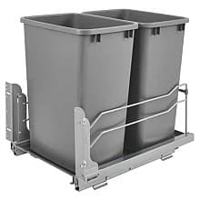 Double 35 QT Under-Mount Waste Container, Soft-Closing for 15" Cabinet Opening