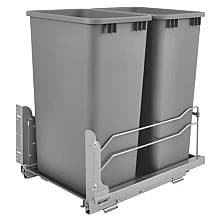 Double 50 QT Under-Mount Waste Container, Soft-Closing for 15-1/2" Cabinet Opening