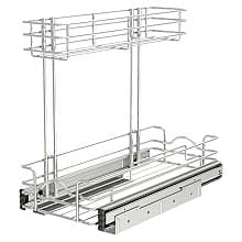 9-1/32" 2-Tier Undersink Steel Wire Pull-Out Container, Silver