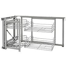 Universal Blind Corner Cabinet Organizer with Soft-Closing, Chrome