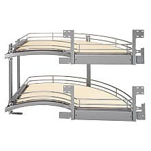 2-Tray Curved Blind Corner Unit for 18" Cabinet Opening, Chrome/Maple