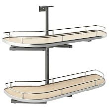 2-Tier Girasolo Blind Corner Pull-Out with Soft-Closing for 12" Cabinet Opening, Light Brown