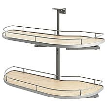 2-Tier Girasolo Blind Corner Pull-Out with Soft-Closing for 15" Cabinet Opening, Light Brown