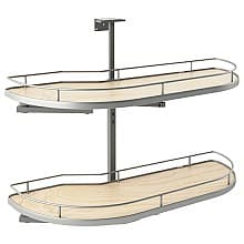 2-Tier Girasolo Blind Corner Pull-Out with Soft-Closing for 15" Cabinet Opening, Light Brown
