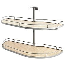 2-Tier Girasolo Blind Corner Pull-Out with Soft-Closing for 18" Cabinet Opening, Light Brown