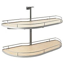 2-Tier Girasolo Blind Corner Pull-Out with Soft-Closing for 18" Cabinet Opening, Light Brown