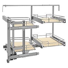 Blind Corner Cabinet Organizer for 17-3/4" Cabinet Opening, Chrome/Maple
