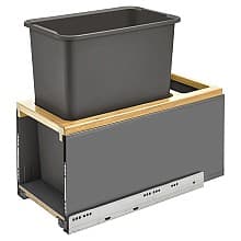 Single 30 QT Bottom-Mount Waste Container Pullout with BLUMOTION Soft-Close, Natural Maple