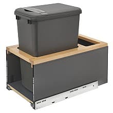 Single Bin 35 QT Bottom-Mount LEGRABOX Waste Container Pullout, BLUMOTION Soft-Closing, Orion Gray/Natural Maple