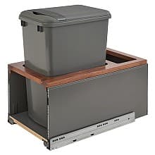Single 35 QT Bottom-Mount LEGRABOX Waste Container Pullout, BLUMOTION Soft-Closing
