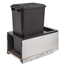Single 50 QT Bottom-Mount LEGRABOX Waste Container Pullout, BLUMOTION Soft-Closing