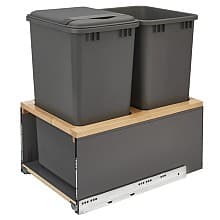 Double 50 QT Bottom-Mount LEGRABOX Pull Out Waste Container, BLUMOTION Soft-Closing