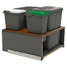 Double 35 QT/8 Liter Bottom-Mount Waste Container Pull-Out with BLUMOTION Soft-Close, Orion Gray