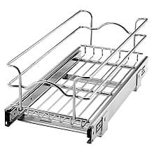 8-3/8" 1-Tier Single Pullout Wire Basket with 18" Slides, Chrome