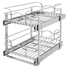 11-3/4" 2-Tier Double Pullout Wire Basket with 18" Slides, Chrome