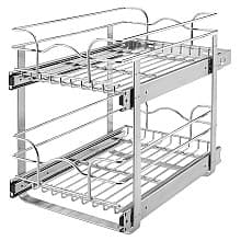 2-Tier Double Pullout Wire Basket with 22" Slides, Chrome