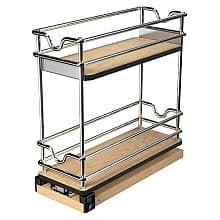 4-13/32" 2-Tier Wide Wire Wall Upright Storage Pull-Out, Polished Chrome