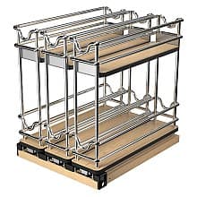 8-19/32" 2-Tier Triple Narrow Wire Wall Upright Storage Pull-Out, Polished Chrome