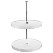 18" Full-Circle 2 Tray Lazy Susan with Hardware, White, Bulk (6 Sets)