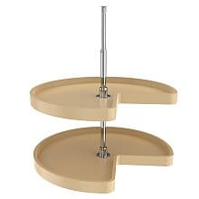 Kidney 2 Tray Lazy Susan, Almond, 26" - 32" Height