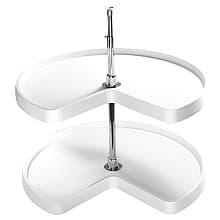 6472 28" Kidney 2 Tray Lazy Susan, White, Polymer