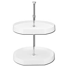 20" D-Shape 2 Tray Lazy Susan, White