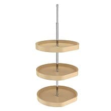 20" D-Shape 3 Tray Lazy Susan, Almond