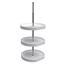 7013 20" D-Shape 3 Tray Lazy Susan, White