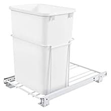 Single 30 QT Bottom-Mount Waste Container Pullout, Full-Extension, White