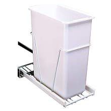 Single 30 QT Bottom-Mount Waste Container Pullout, 3/4" Extension, White