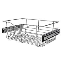 7" x 12" x 18" Wide Heavy-Gauge Pull-Out Wire Closet Basket, Chrome Finish