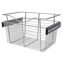 11" x 12" x 18" Wide Heavy-Gauge Pull-Out Wire Closet Basket, Chrome Finish