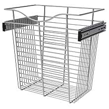 18" x 12" x 18" Wide Heavy-Gauge Pull-Out Wire Closet Basket, Chrome Finish