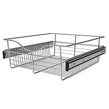 7" x 20" x 18" Wide Heavy-Gauge Pull-Out Wire Basket, Chrome Finish