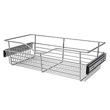 7" x 12" x 24" Wide Heavy-Gauge Pull-Out Wire Basket, Chrome Finish