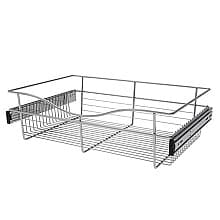 7" x 16" x 24" Wide Heavy-Gauge Pull-Out Wire Basket, Chrome Finish