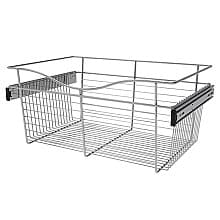 11" x 16" x 24" Wide Heavy-Gauge Pull-Out Wire Basket, Chrome Finish