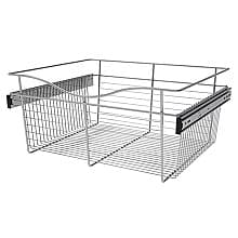 11" x 20" x 24" Wide Heavy-Gauge Pull-Out Wire Basket, Chrome Finish