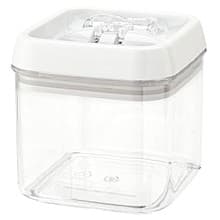 3-15/16" x 3-27/32" Small Acrylic Container with Locking Lid, Clear/White