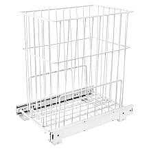 19-3/8" x 11-7/8" Wide Roll-Out Wire Hamper Basket with Full-Extension Slide, White Finish