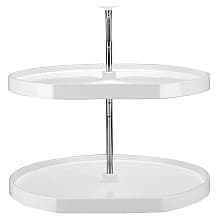 32" D-Shape 2 Tray Lazy Susan, White