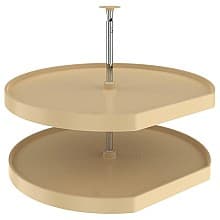 LD-2262 32" D-Shape 2 Tray Lazy Susan with Telescoping Post, Almond