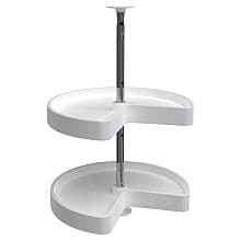 LD-2472 18" Kidney 2 Tray Lazy Susan Set, White