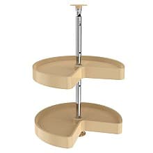 LD-2472 Kidney 2 Tray Lazy Susan Set with Hardware, Almond