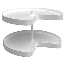 LD-2472 28" Kidney 2-Tray Bottom Mount Lazy Susan Set, White