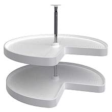 2472 Kidney 2 Tray Lazy Susan, White